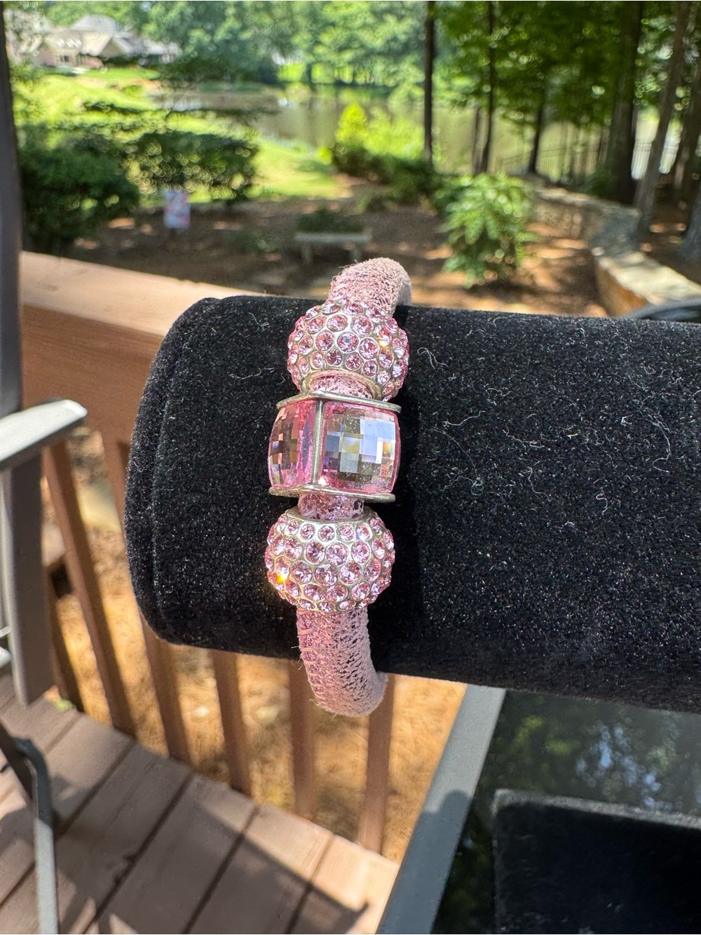 Brighton Pink Crystal Bracelet with three Beads!